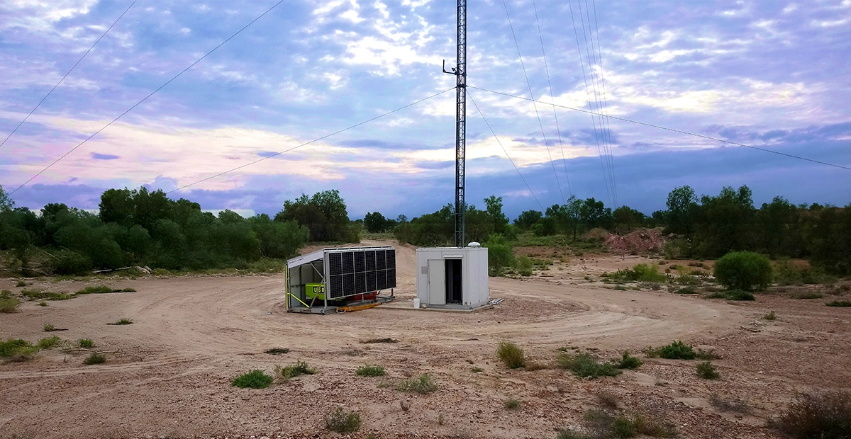 ECOG3N unit sits next to a remote communications tower complex to help power a communications for an Australian utility operator