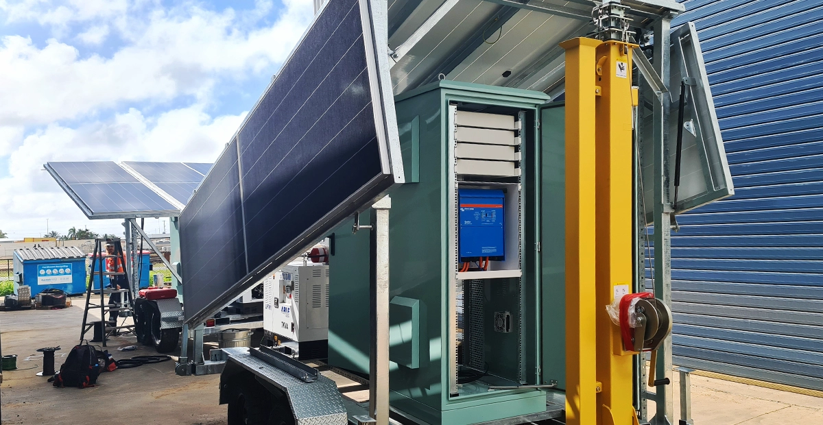 ECOG3N solution is parked, ready for deployment with a blue Victron Energy battery solution visible through the cabinet housing.